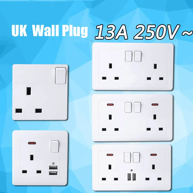 Hyleton 13 A Двойная Коммутируемая розетка с 2 портами USB для зарядного