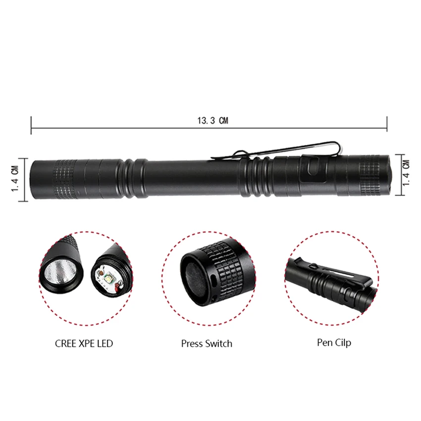 DSHA Pen Light Mini Portable LED Flashlight 1 Switch Mode led flashlight for Camping Hiking Out|Фонарики и осветительные