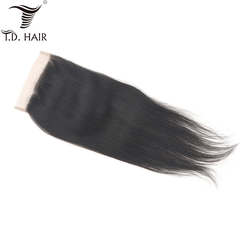 Tdhair перуанские свободные части 5х5 прямое закрытие шнурка для черных женщин 8 20