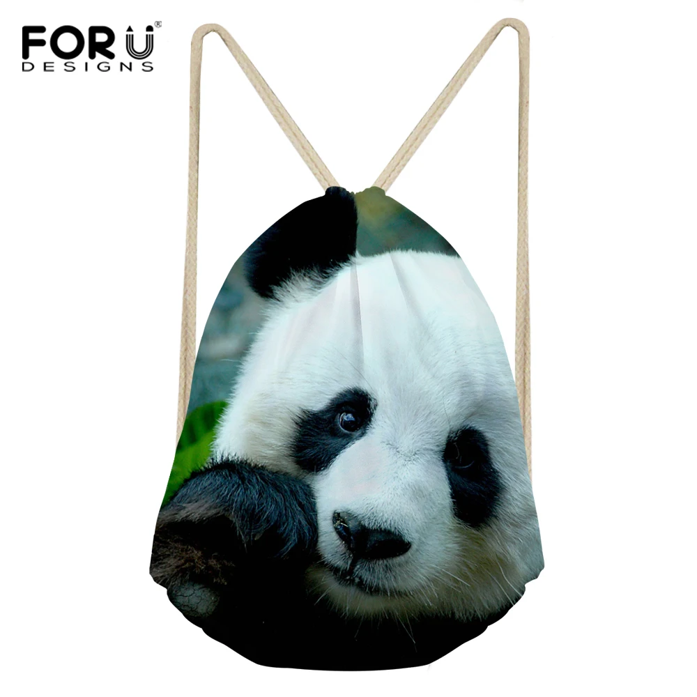 

FORUDESIGNS Portable Lovely Panda Prints Drawstring Bags Women Storage Pouch Drawstring Bag Girls Travel Cute Backpack Bag