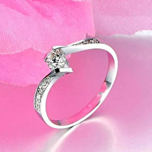 Настоящие 990 стерлингового серебра ювелирные изделия кольцо AAA + CZ камень