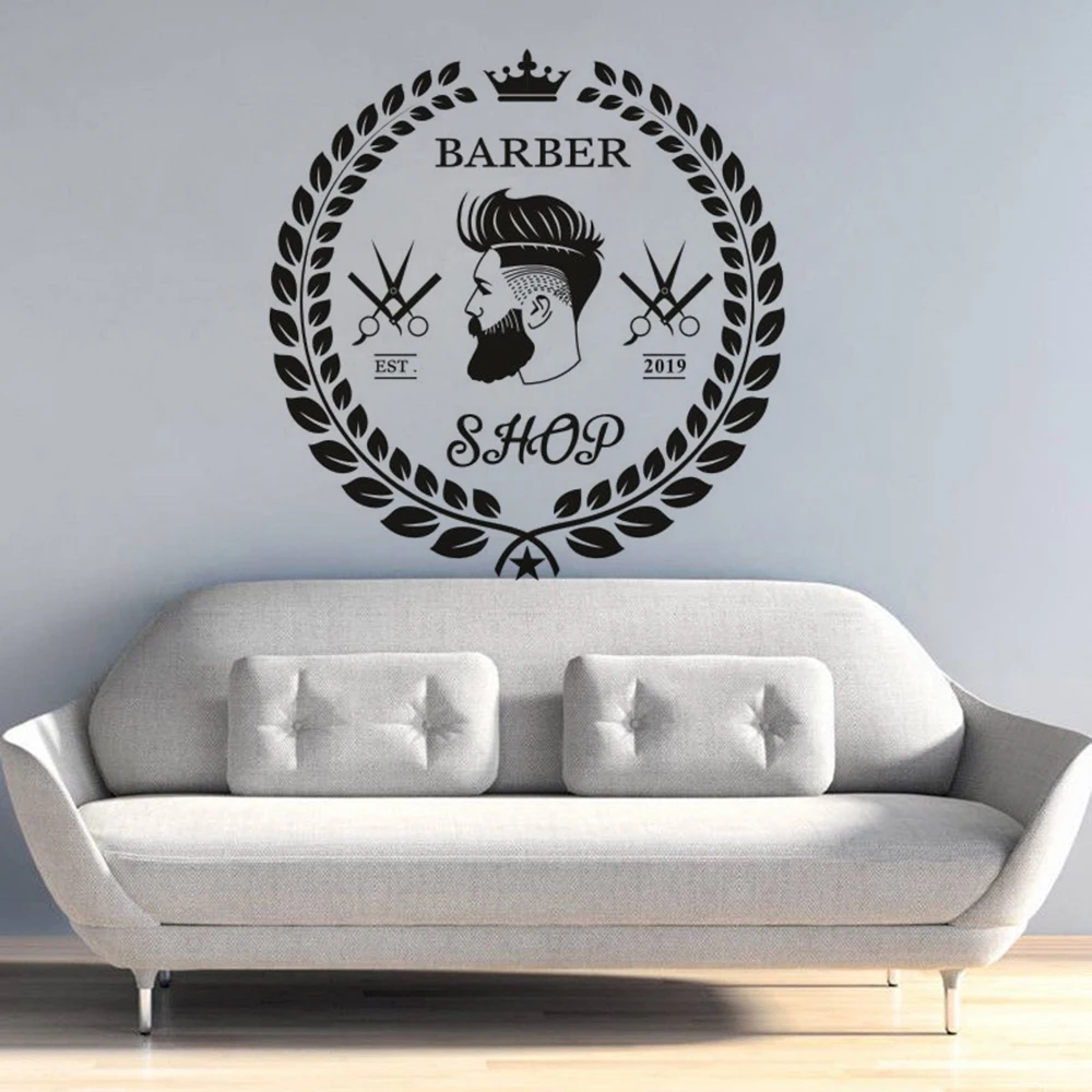 Стильная Наклейка на стену для стрижки волос Виниловая наклейка парикмахерской