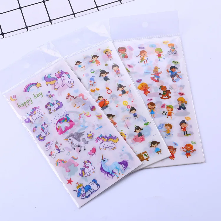 6 цветов счастливый Единорог ПВХ наклейки декоративные канцелярские