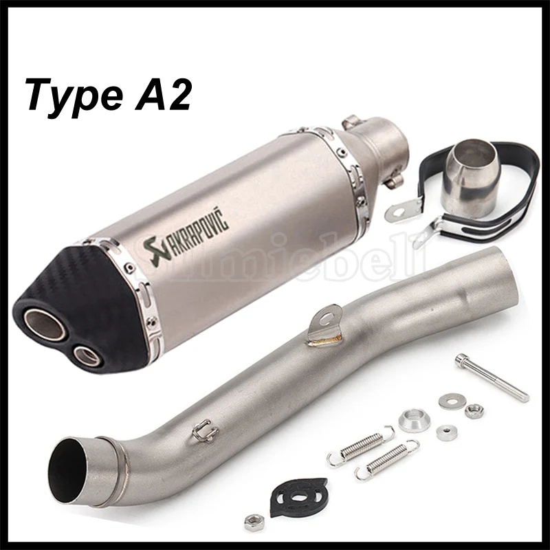 Type A2 Akrapovic выхлопная труба мотоцикла для Kawasaki Z800 выхлопная 2013- без шнуровки выхлопная труба мото Глушитель со средней соединительной трубой - Цвет: Type A2