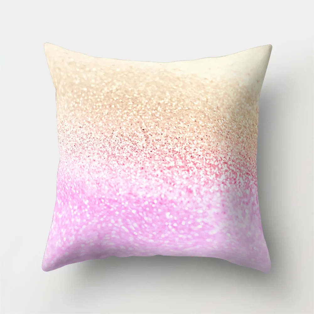 Розовая супер сияющая наволочка градиентный цвет Геометрическая нордическая