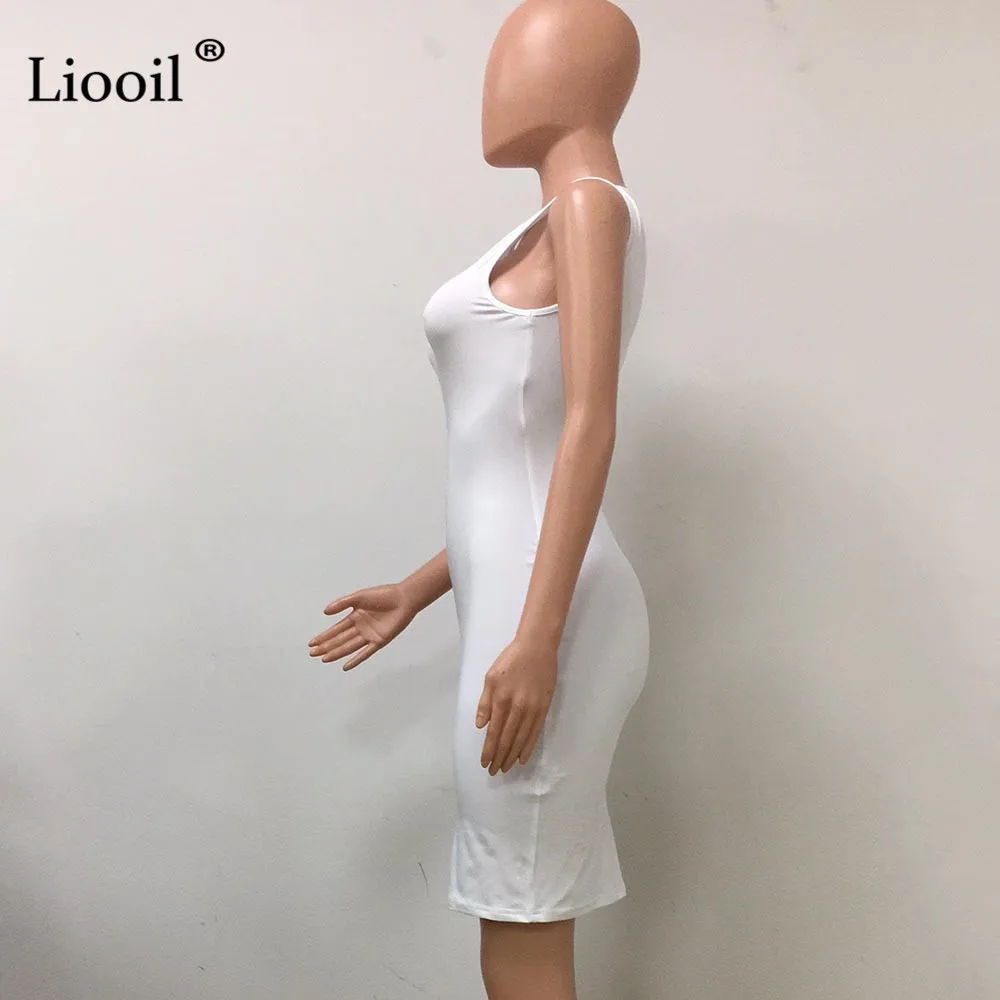 Liooil неоновое зеленое сексуальное облегающее мини-платье женская одежда модное черно-белое летнее платье на бретелях с круглым вырезом повседневные короткие платья