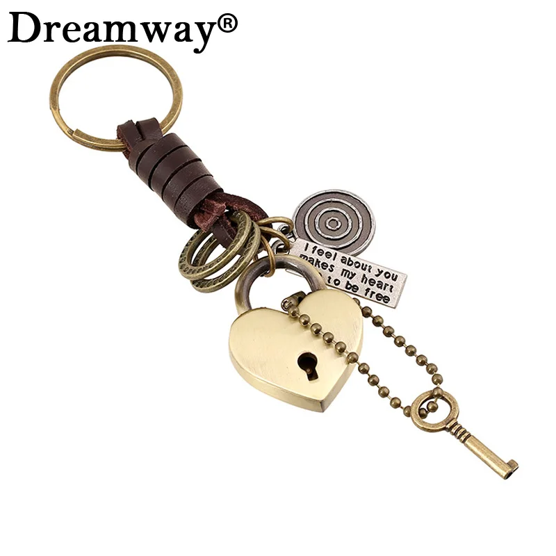 Punk style heart lock key chain for couple wan car holder women handbag charm pendant hanger jewelry accessory birthday gift | Украшения и