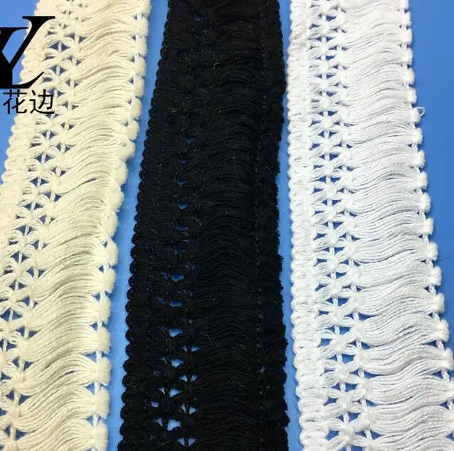 Красивая хлопковая кружевная занавеска с бахромой 5 ярдов 4 см ширина | Дом и сад