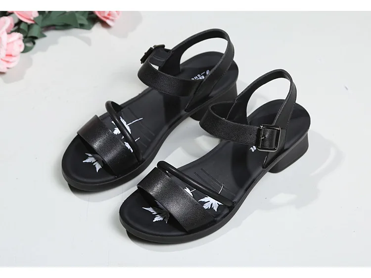 GKTINOO/Босоножки больших размеров 35-41 женские босоножки из натуральной кожи на толстом каблуке г. Женская летняя обувь босоножки с ремешком и пряжкой