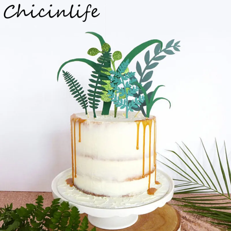 Chicinlife 1 набор зеленых листьев растений Бумага украшения для кексов с День рождения Беби Шауэр детский сувениры wewdding материалы для украшения тортов