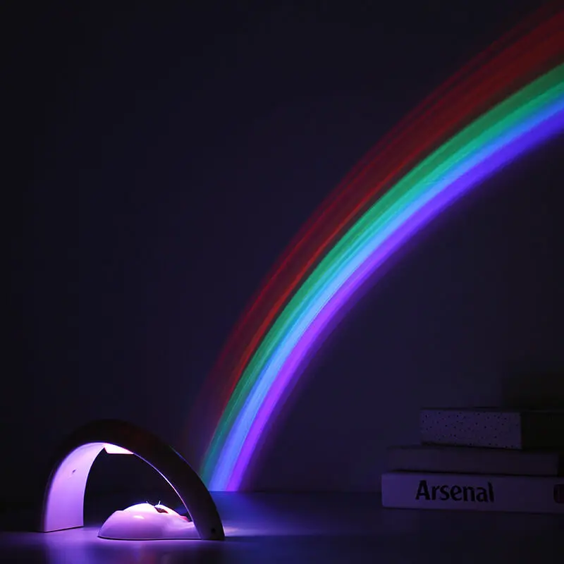 Master Rainbow Baby Projection Lamp Night Light Bedroon Bookcase Night Lamp Battery Atmosphere Led Lamp Star Nursery Emergency