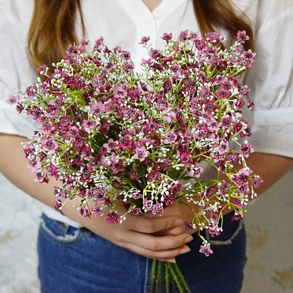 1 шт. Искусственные цветы Пластиковые искусственные цветы Гипсофила Diy цветок для украшения Свадебные украшения венок вечерние принадлежности