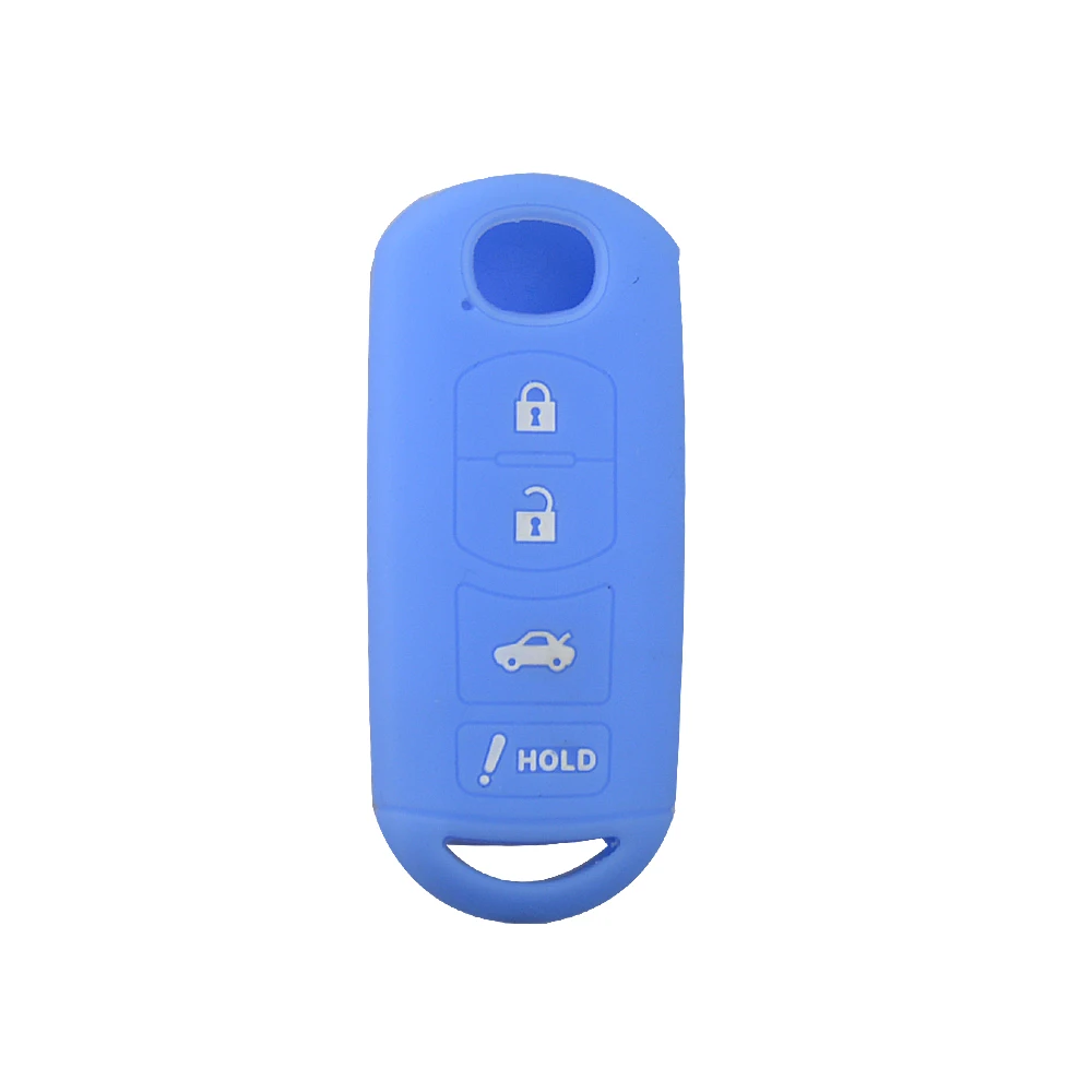 Light Blue OkeyTech мягкий силиконовый резиновый чехол для автомобильных ключей Fob 4 3+ 1 кнопки для Mazda 2 3 5 6 8 Atenza CX5 CX-5 gh CX-7 CX-9 MX-5 MX5 RX - Название цвета: Light Blue