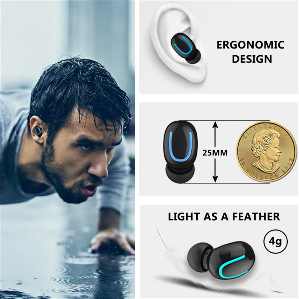 Настоящие беспроводные Bluetooth V5.0 наушники 5 0 TWS спортивные с глубокими басами в ухо