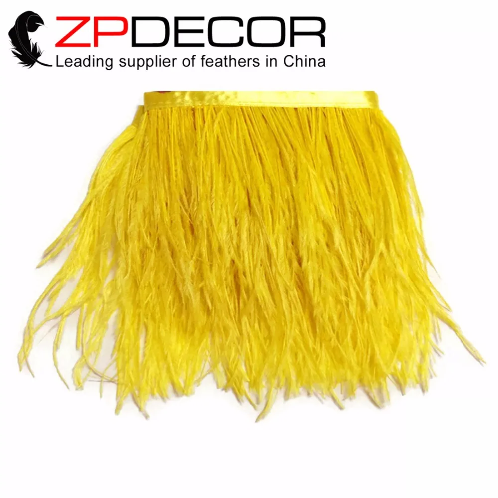 

ZPDECOR перья для рукоделия 10 ярдов/партия ручная работа красивый узор Желтый Страус бахрома отделка перо оптовая продажа