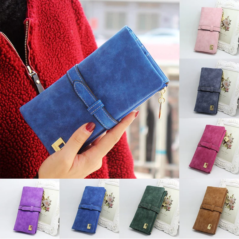 Модный женский кошелек на шнурке из нубука и матовой кожи с застежкой молнии