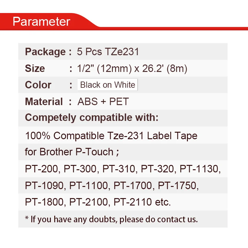 HWDID tze-231 TZ/TZe 231 для принтера Brother P touch label maker/лента 12 мм черный на белом tz/tze tze/tz231