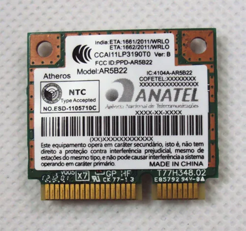 Карта Wi-Fi Atheros AR9462 AR5B22 WB222 мини PCIe 802 11 a/b/g/n 300 Мбит/с + Bluetooth 4 0 | Компьютеры и офис