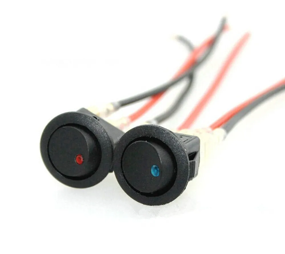 

2 Pcs 16A 12V Round LED Rocker Indicator Toggle Switch 3 Pin On-Off SPST Switch For Car Boat Truck Trailer