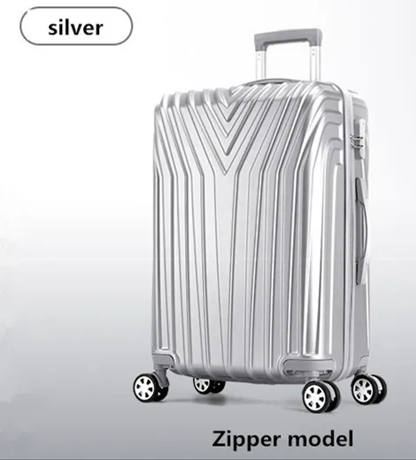 silver 2" 22" 24'2" 29 дюймов Чехол для костюма, универсальное колесо для переноски, ABS+ PC багаж, молния и алюминиевая рама чехол для путешествий, тележка для поездок - Цвет: silver