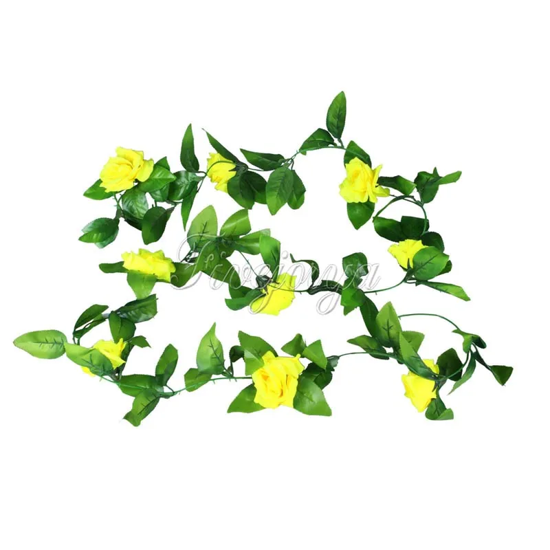10 шт. искусственные Искусственные Шелковые Розы Плющ лоза висячая гирлянда для