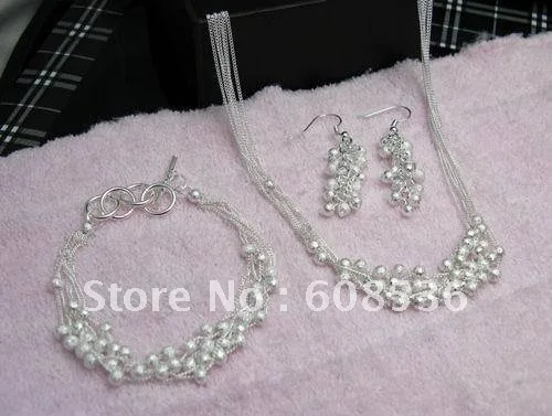 fashion jewelry Hot S925 sterling Silver color Jewelry Sets Grapes BEADS Necklace &amp bracelet S126 | Украшения и аксессуары