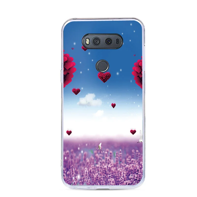 Чехол с рисунком для LG V20 V30 V40 мягкий чехол из ТПУ чехлы изображением цветов и