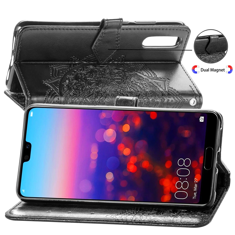 Чехол книжка с цветком Мандала для Huawei P10 P20 P30 Pro Lite Case Holster Mate 20 10 Honor 8X P Smart 2019 PU