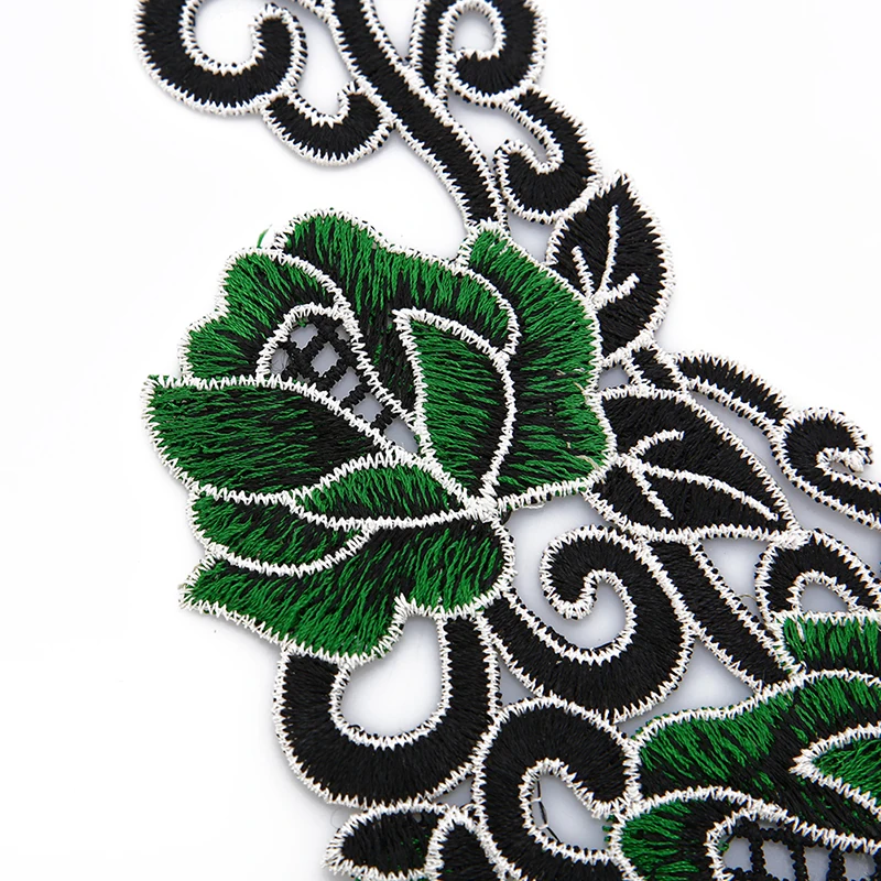 Ткань отделка зеленый цветочный кружевной воротник DIY вышивка декольте Воротник