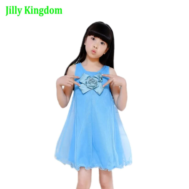 Платья для девочек летние голубые белые розовые с цветочным принтом 2019 | Детская