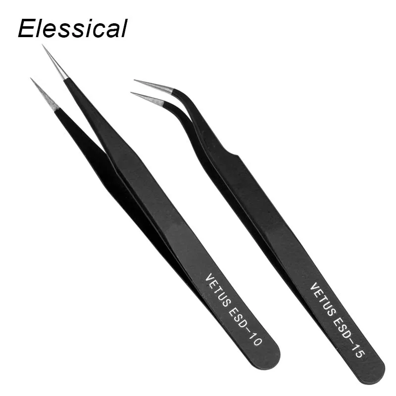 Безликий 2 шт локоть и прямой черный пинцет для ногтей зажим блестки кусачки