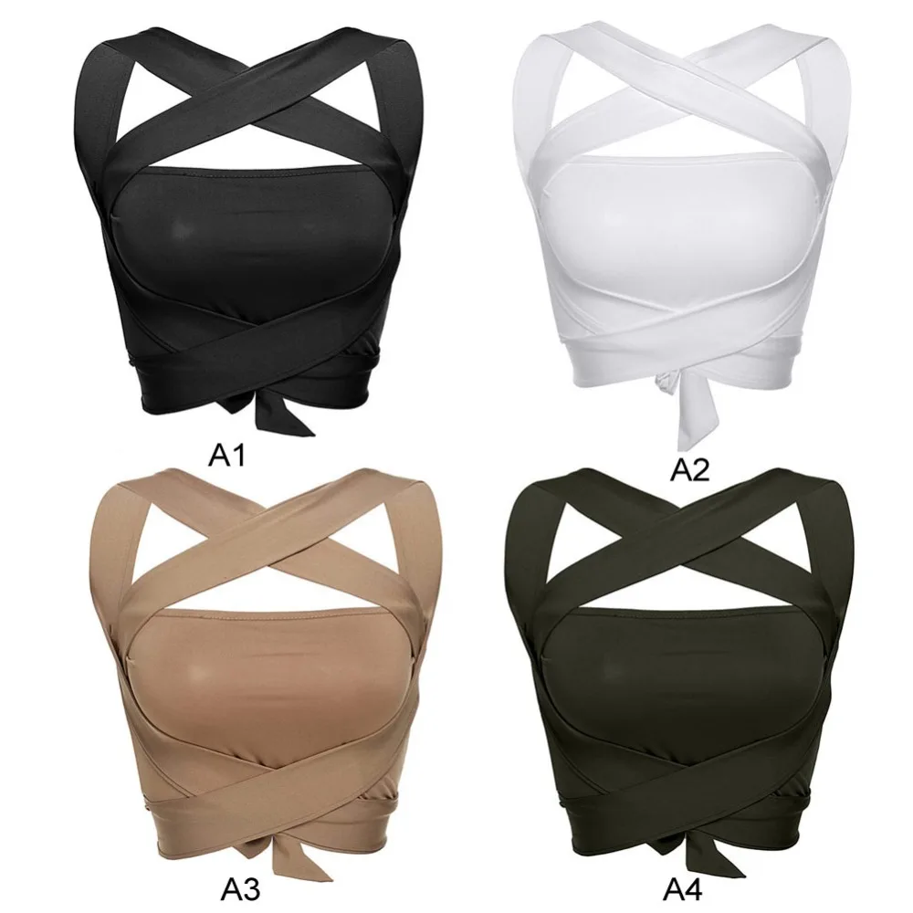 2020 Women Sexy Vest Crop Tops Clothes Cross strap Suspenders Backless Bandage Halter Camisole Tight Singlet Hot | Женская одежда