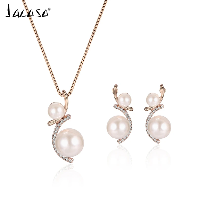 Jacoso золотая цепочка белый жемчуг Ювелирные изделия из кристаллов комплект