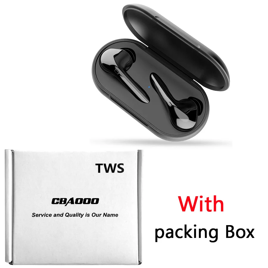 Black CBAOOO TWS Bluetooth 5,0 наушники IPX5 водонепроницаемые беспроводные басовые наушники спортивные Bluetooth наушники для всех телефонов с микрофоном - Цвет: Black