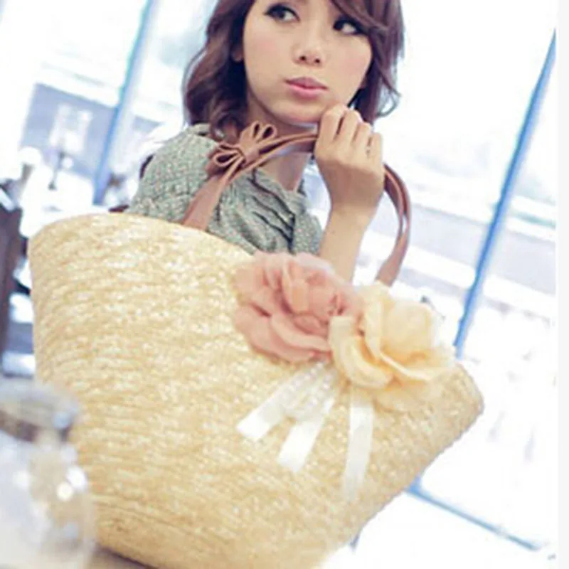 Женская соломенная сумка на плечо с 2 цветами модная пляжная для отдыха