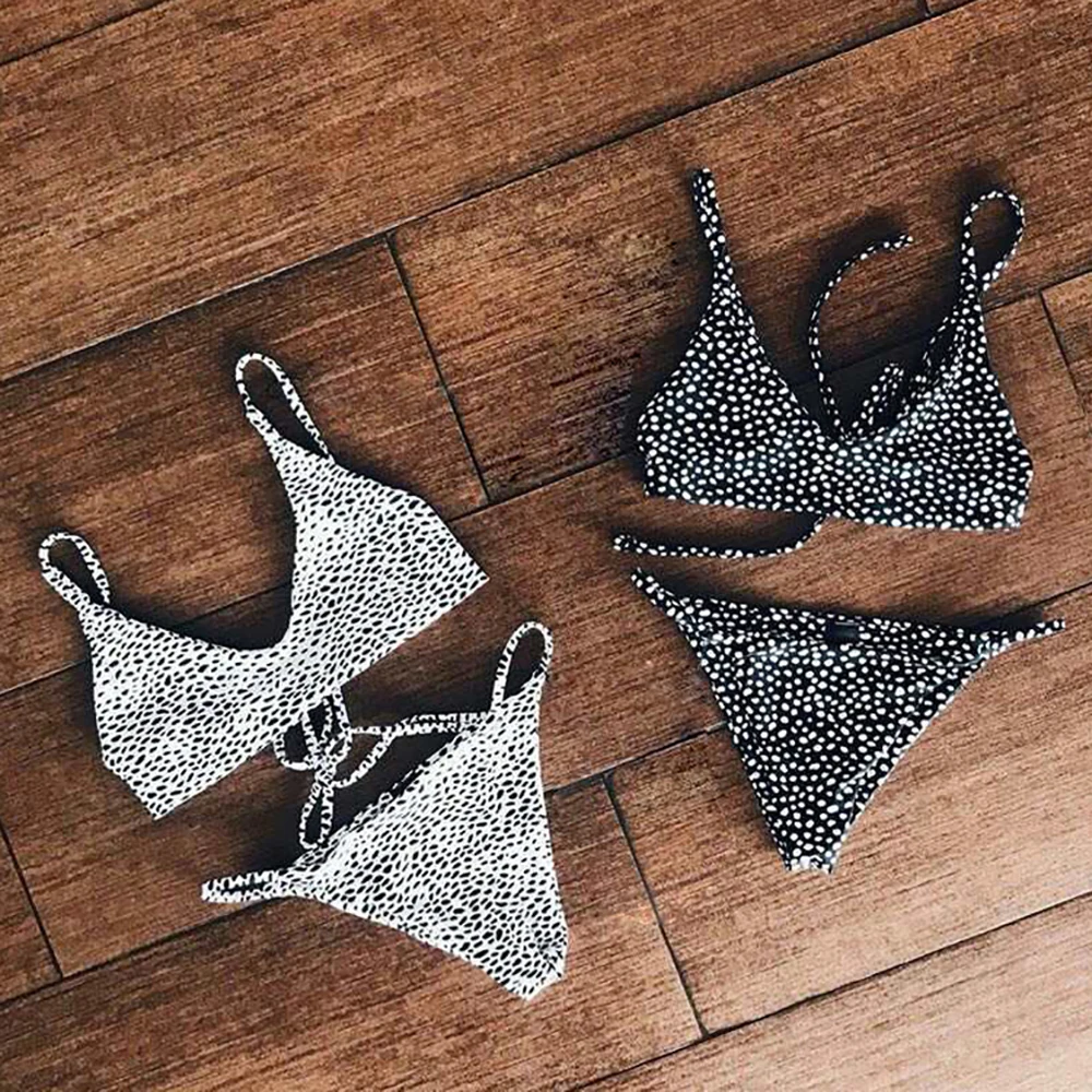 Cobble Print Sexy Bikini 2018 New Leopard Swimwear Lace Up Bandage Low Waist Bikinis Set Bathing Suits |