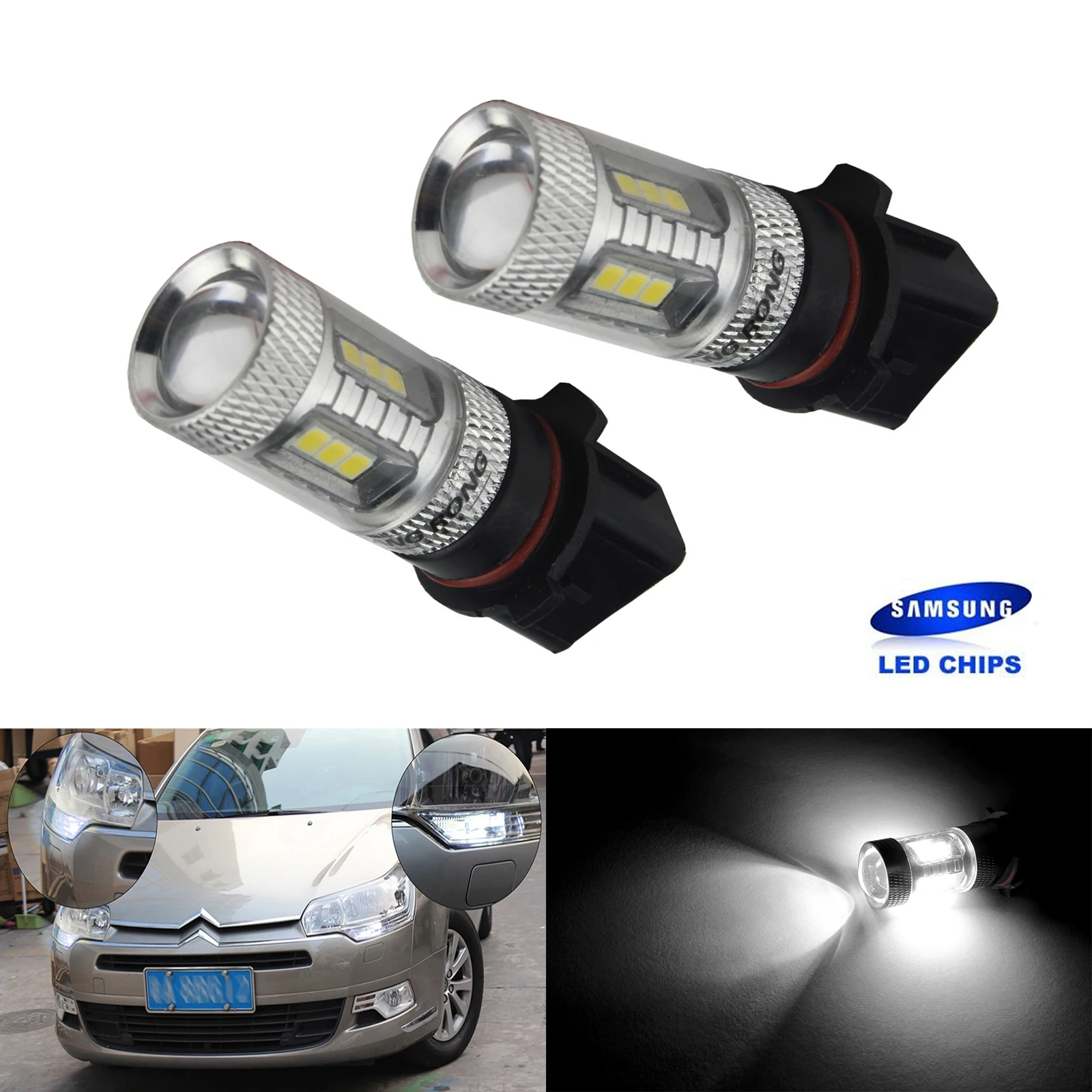 ANGRONG 2 шт P13W PSX26W SAMSUNG 15 SMD светодиодный противотуманный дневной боковой светильник для Audi A4 B8 2008