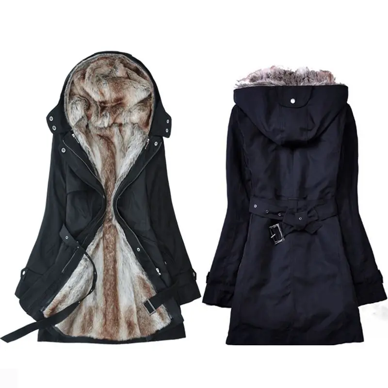Women's winter Cotton coat faux fur warm Hooded jacket cotton thick ladies Long section parkas manteaux K094 | Женская одежда