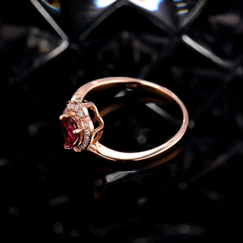 Женское кольцо с натуральным Рубином LOVERJEWELRY обручальное из розового золота 18