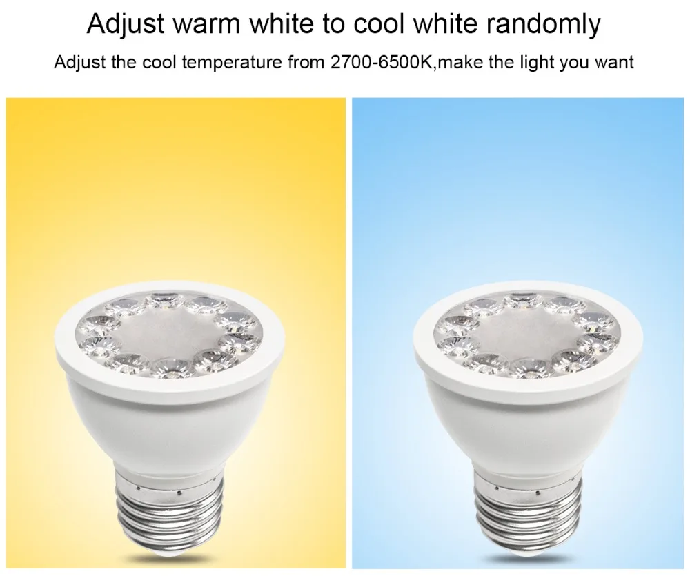 

RGB and dual white 5W E27 PAR16 LED Spotlight RGBW/CW 2700-6500K LED bulb AC100-240V zigbee zll work with alexa puls led lamp