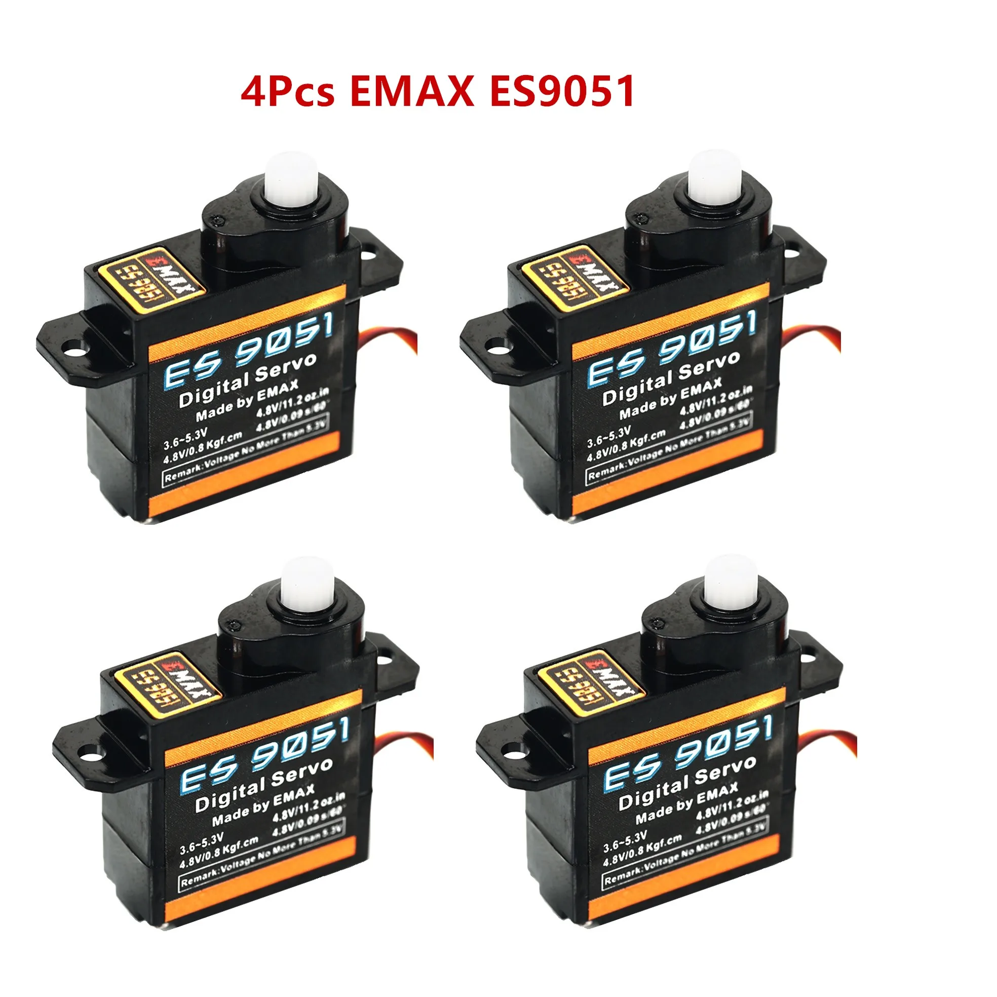 Сервопривод EMAX ES9051, Высокочувствительный, крутящий момент 100% кг, 0,8 г, 4 шт./лот, 4,3 оригинальный, компактный цифровой сервопривод для EPP 3D F3P самолета