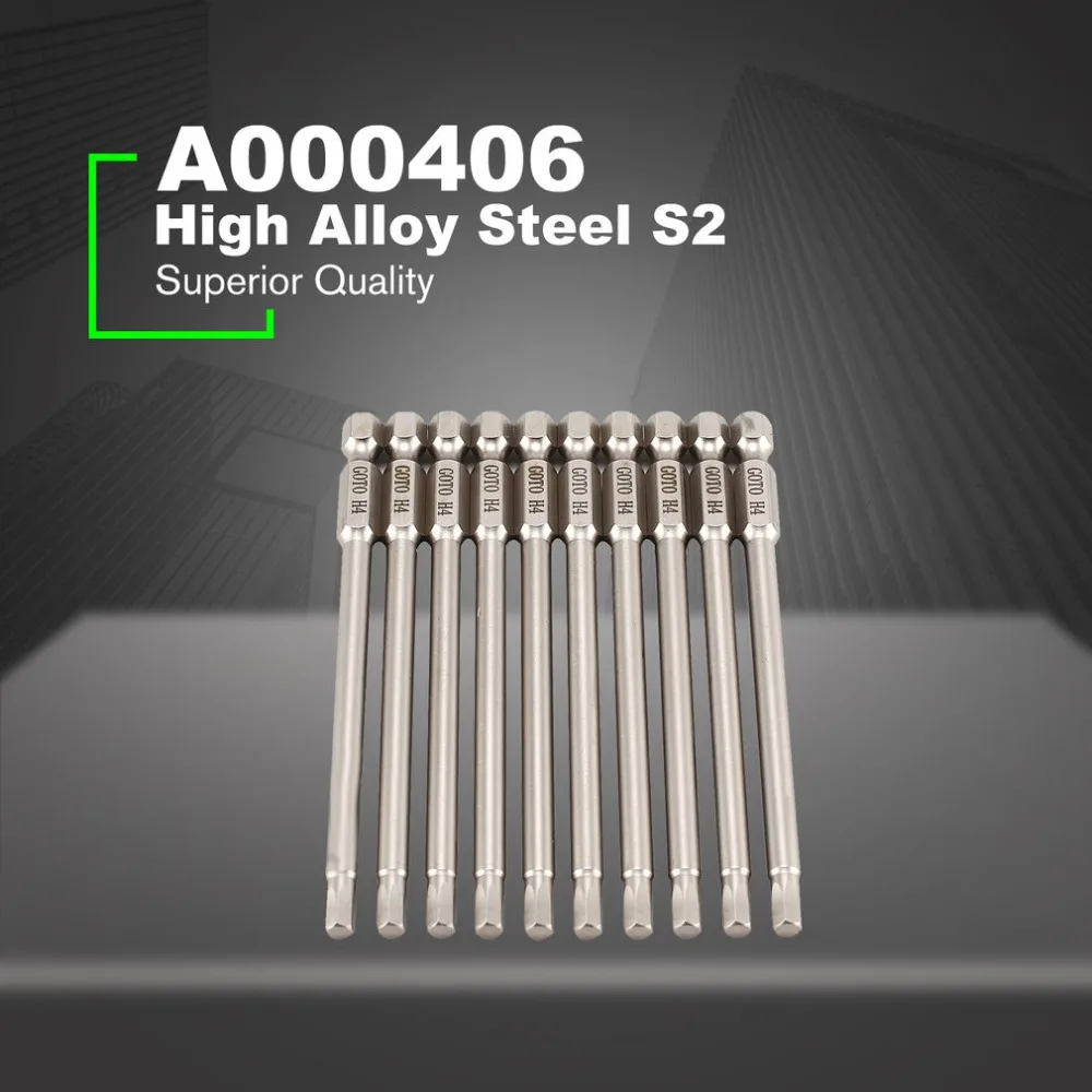 

GOTO H2 10 Pcs SH1/4, 75mm Long S2 Magnetic Hex Head Screwdriver Bit Watch Phone Repair Hand Tools Household Repair Tools