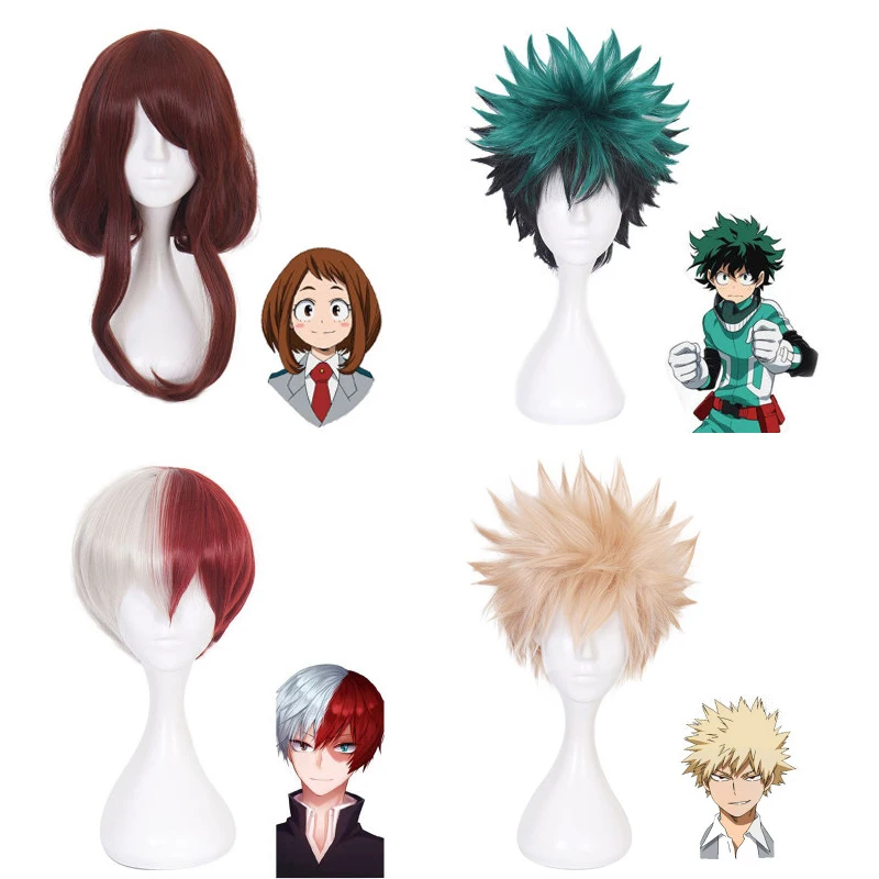 Парик из аниме Coshome Boku No My Hero Академия Izuku Midoriya Косплей очак зеленый желтый B