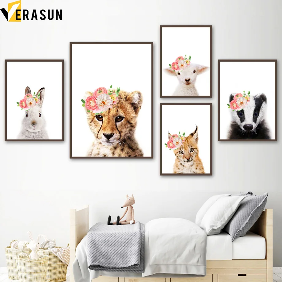 

Fox Lion Bear Rabbit Monkey Sloth Llama Nursery Wall Art Canvas Painting Nordic Posters And Prints Wall Pictures Kids Room Decor