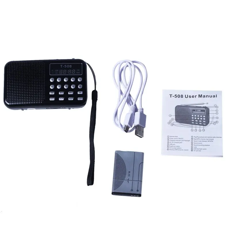 Мини Портативный светодиодный цифровой fm-радио динамик USB Micro SD TF карта MP3