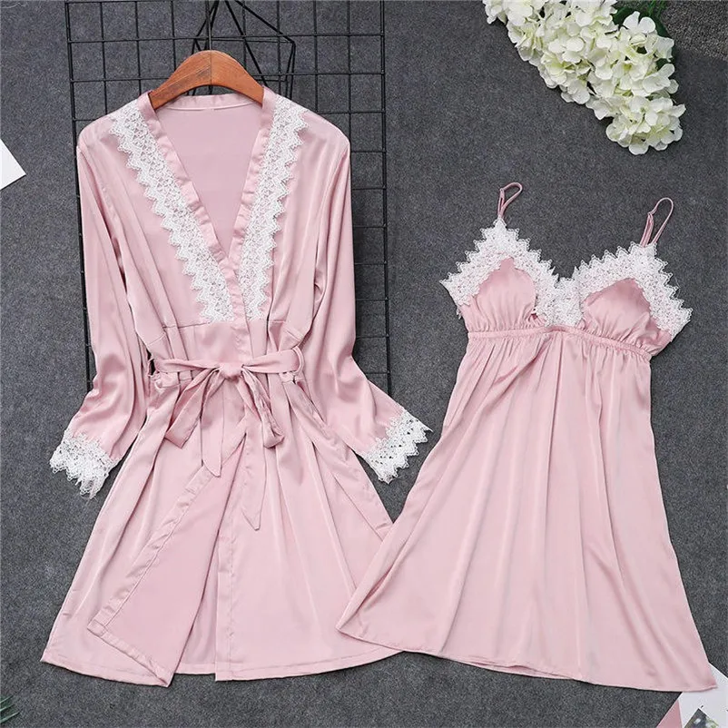 Сексуальное новое нижнее белье для девушек женский кружевной халат атласная