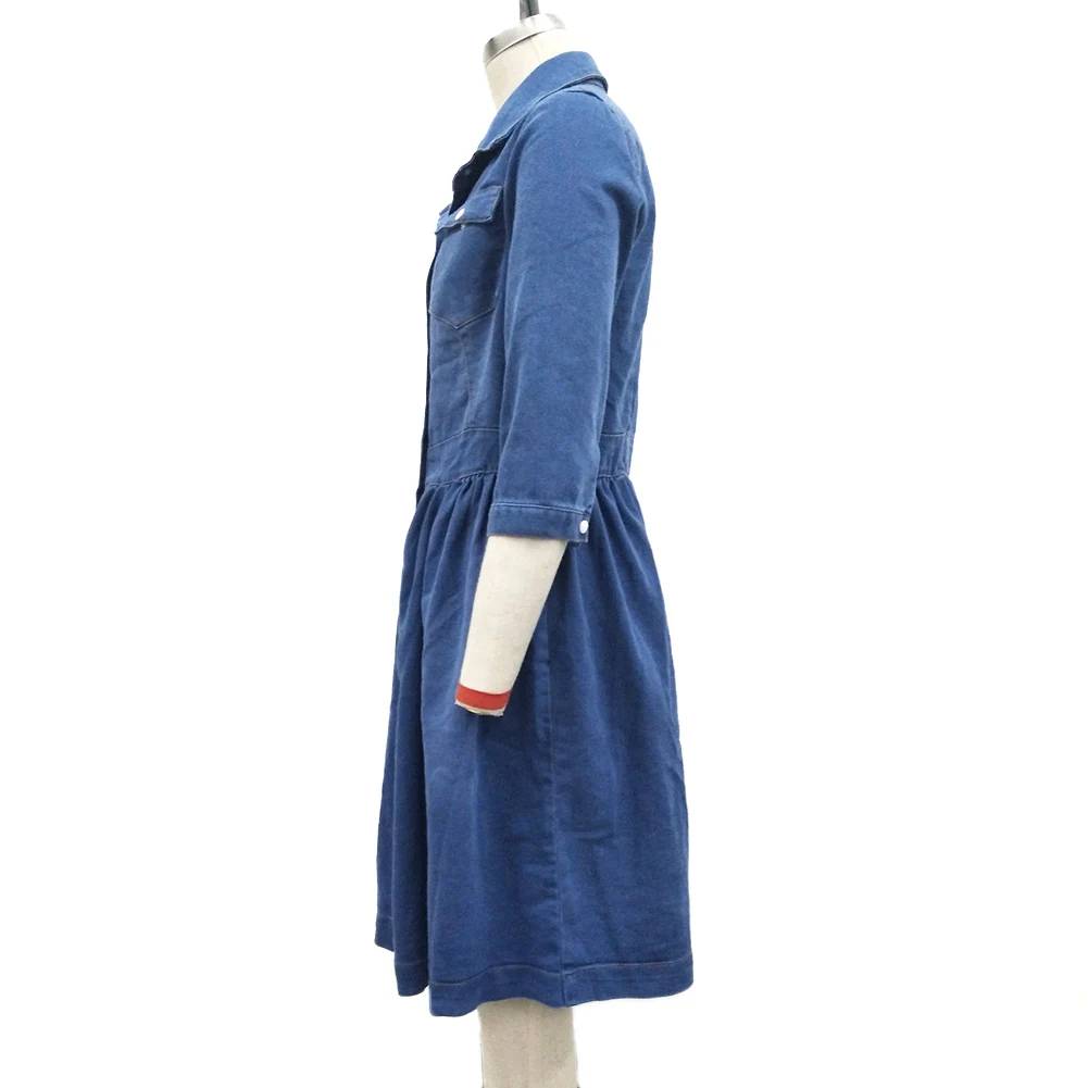 Платье из джинсовой ткани Расширенный диапазон размеров женские Осень с длинным