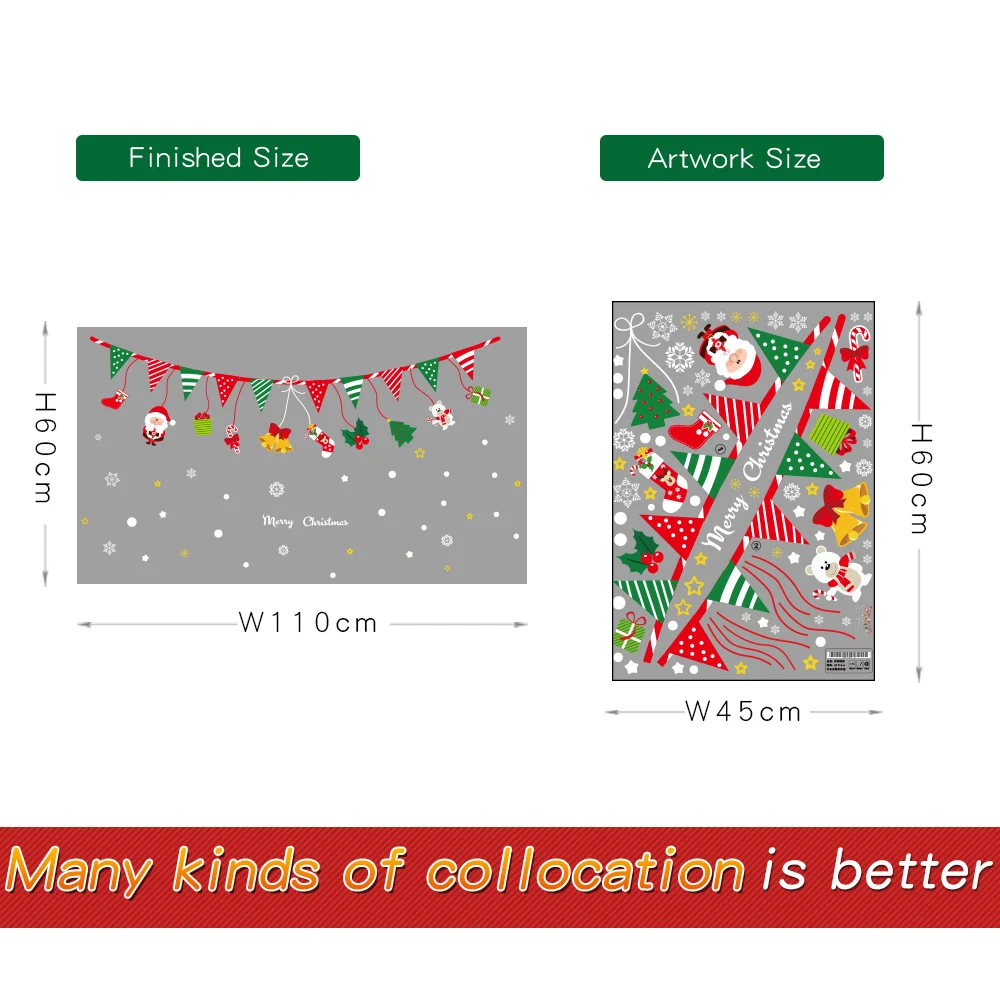 Рождество флаги декоративные окна пропуск Наклейки Съемный DIY Стекло стены