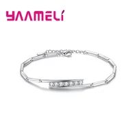 925 sterling silver 3 colors cz bracelets bright clear cubic zirconia simple style beautiful present for women girls