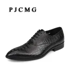 PJCMGНовинка; Цвет черный, красный, синий; Туфли-оксфорды на шнуровке с узором крокодиловая кожа; свадебные мужские туфли из натуральной кожи с острым носком; деловые туфли для работы